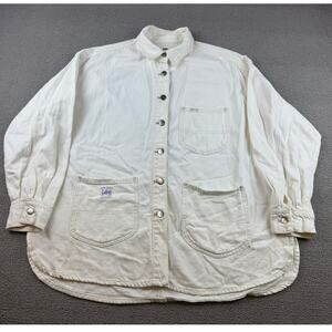 Lee‎ x H&M Men’s Ecru Denim Chore Shirt Jacket Size M Workwear Overshirt Pockets